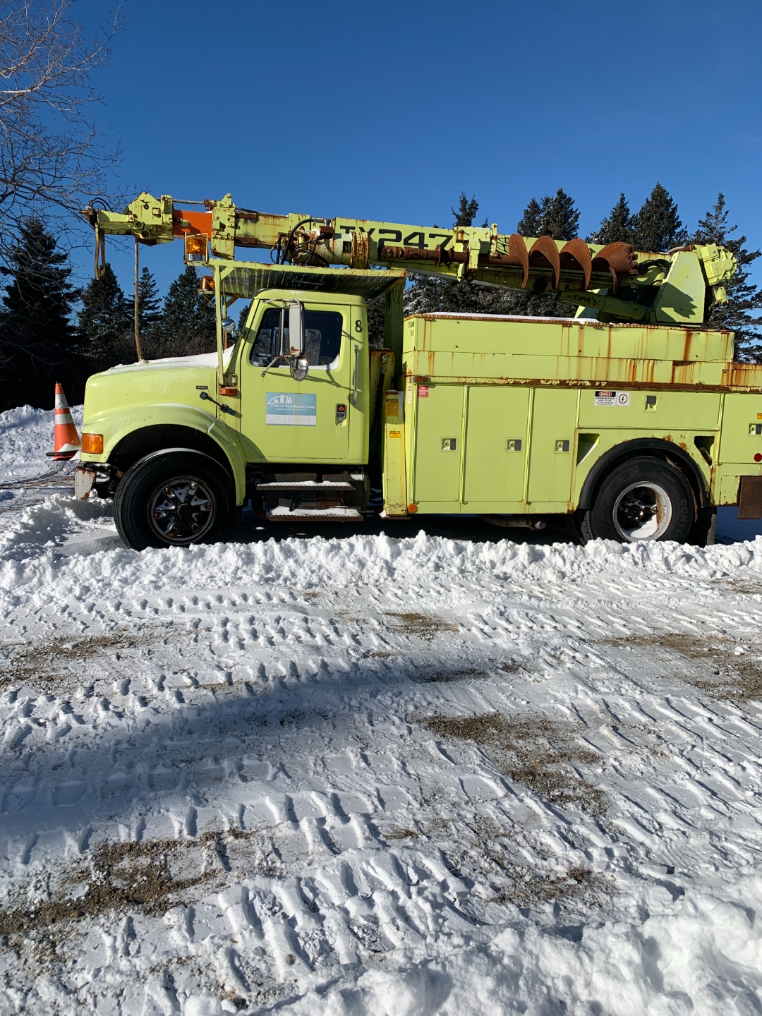 Our digger truck in winter conditions
