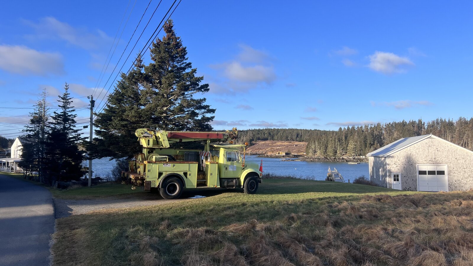 Our digger on a beautiful day overlooking the Thorofare